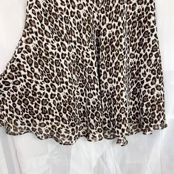 vintage 90s Larry Levine cheetah print chiffon midi skirt sz 10 rockstar indie - Picture 2 of 10